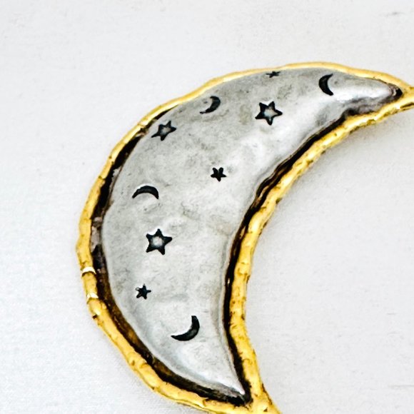 Jonette Jewelry Large Crescent Moon Brooch Vintage 1980s - Picture 3 of 5